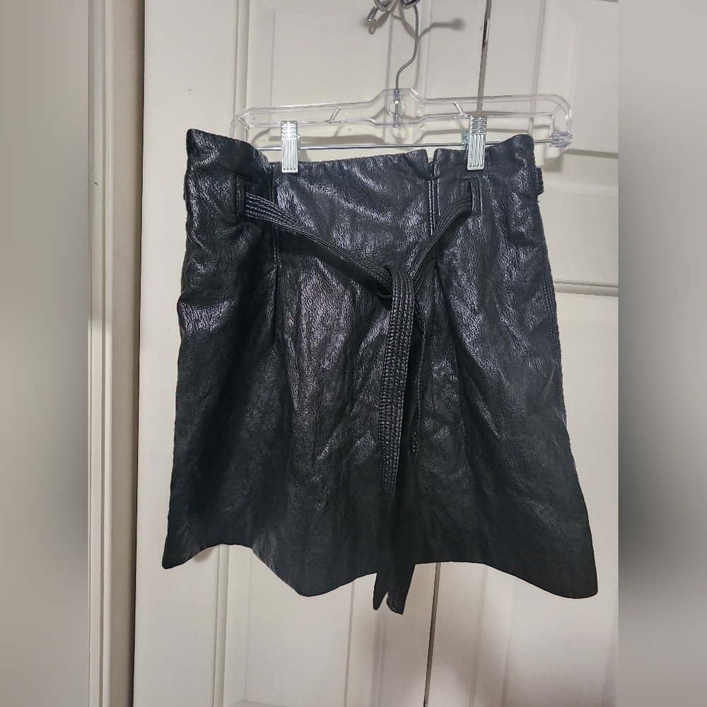 Free People Payton Faux Black Leather Mini Skirt Size 4